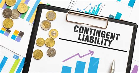 Premium Photo | CONTINGENT LIABILITY on paper sheet with coins and charts