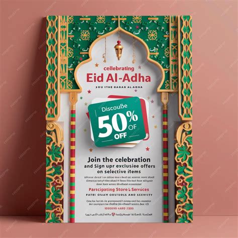 Premium Photo | Happy Eid Al Adha Discount Card Template