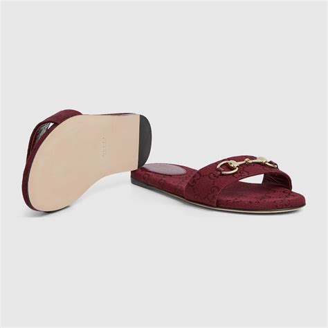 Women's slide sandal with Horsebit in Rosso Ancora GG canvas | GUCCI® US