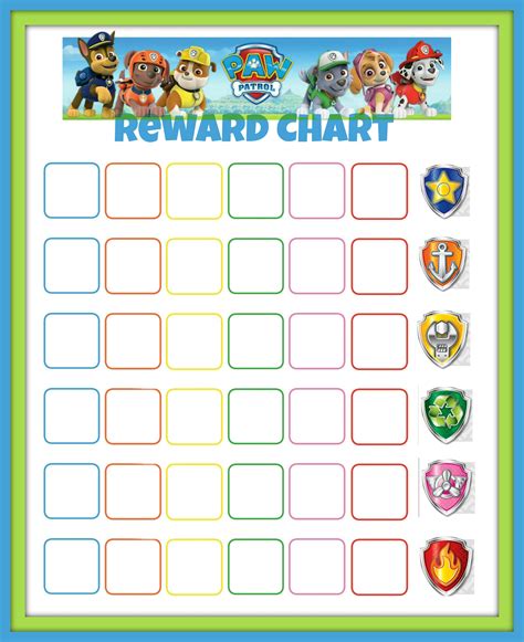Paw Patrol Reward Chart for Kids