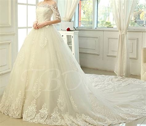 Buy Wedding Gown - White Lace Net. Off shoulder Long trail at Amazon.in