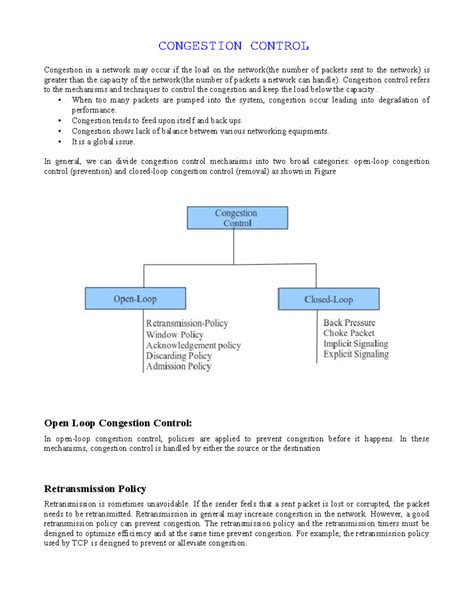 Congestion Control Mechanisms in Networking: An Overview - Studocu