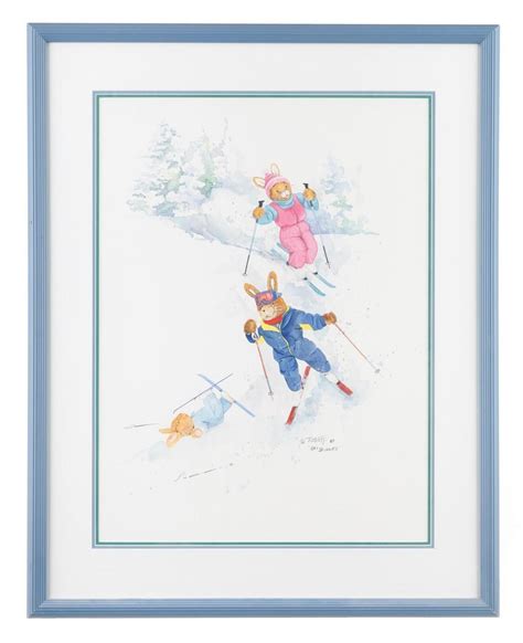 Lot - Wendy Tosoff, Canadian (1962-), Ski Bunnies, watercolour on paper ...