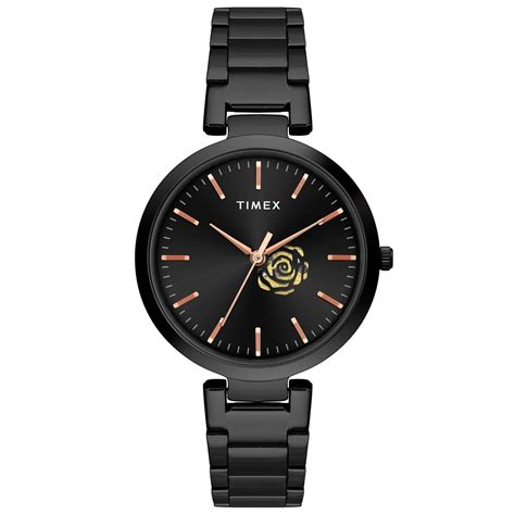 Timex Fashion Women's Black Dial Analog Stainless Steel Watch - TW000X ...