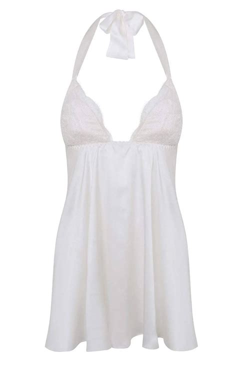 White Elegance – Lace Satin Babydoll Dress