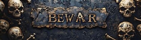 Skull and crossbones border with beware text concept as a dark and ...