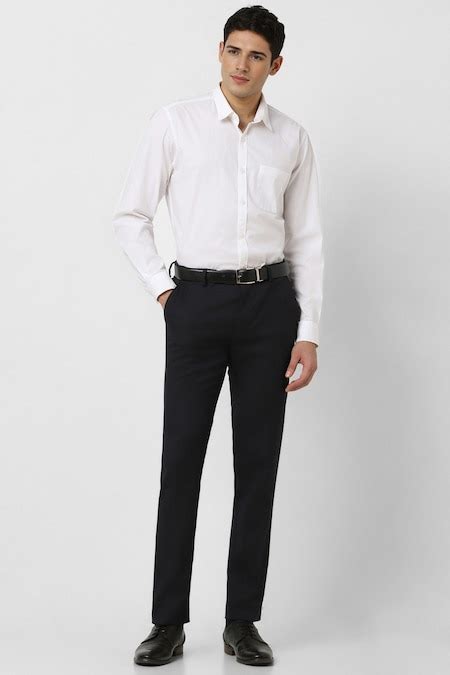 Navy Solid Full Length Formal Men Slim Fit Formal Trousers - Selling ...