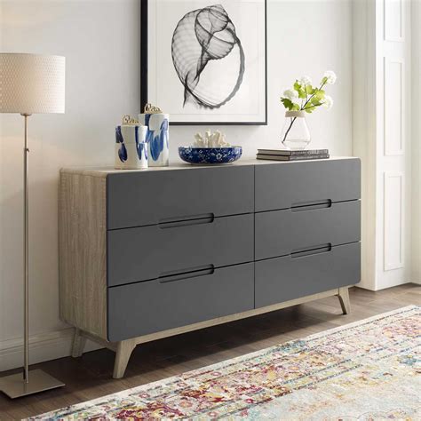 Orion Six-Drawer Wood Dresser Natural Gray | Modern bedroom dressers ...