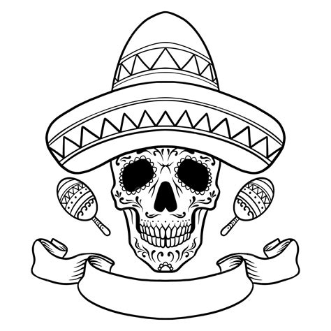 Mexican Sugar Skull, Mexican Drawing, Sugar Drawing, Skull Drawing PNG ...