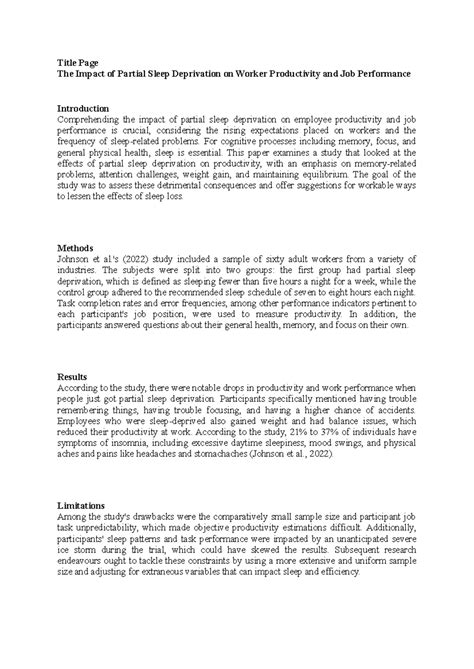 PSYC 1504-01 - AY2025-T1 Written Assignment: Sleep Deprivation ...