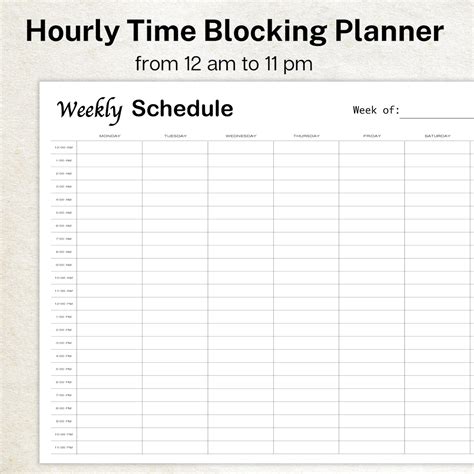 Weekly Printable Planner, Daily Planner, with hourly time-block ...