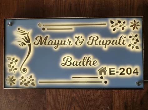 Buy MYSTICA Custom Acrylic Nameplate For Home | LED Lights for Home ...