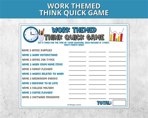 Work Themed Think Quick Game, Office Party Games, Office Icebreakers ...