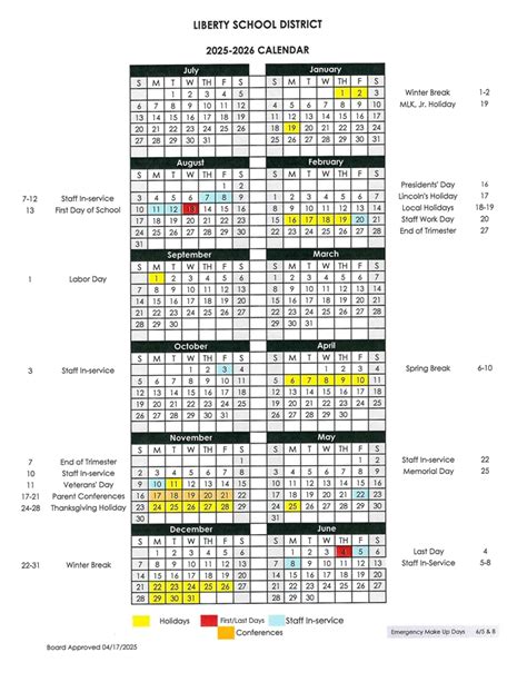 Calendar - Liberty School District