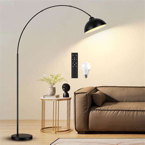 Arc Floor Lamp for Living Room with Remote, 78” Black Standing Lamp ...