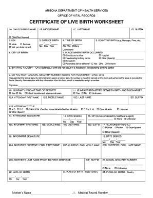 Arizona Birth Certificate Application Pdf - Fill Online, Printable ...