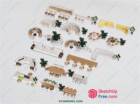 Coffee Shop Restaurant Tables Chairs Skp Model - SketchUp Free - 13510 ...