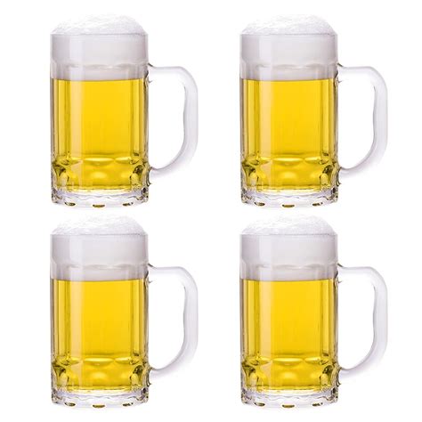 TUSAPAM 4 Pack Heavy Beer Mugs, Large Beer Glasses with Handle, 14 ...