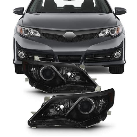 AKKON - Black Smoke Lens Headlights for 12-14 Toyota Camry, Direct Replacement, Left + Right ...