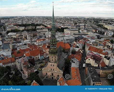 Beautiful View from Above. Old Part of Town Riga. Capital of Latvia, Europe. Drone Photography ...