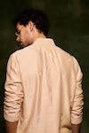 Buy Brown Chanderi, Cotton Embroidery Hand Lucknowi Chikankari Kurta ...