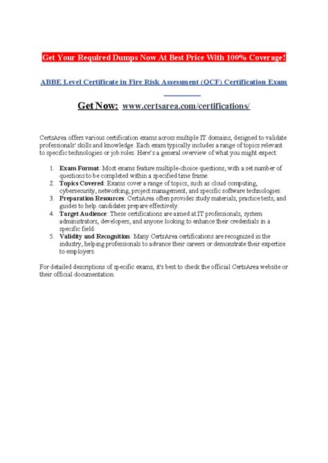 ABBE Level Certificate in Fire Risk Assessment (QCF) Certification Exam ...