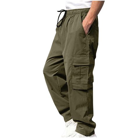 yillto Big and Tall Cargo Pants for Men Elastic Waist Drawstring Wide ...