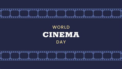 World Cinema Day horizontal banner. December 28. Retro colors. Minimal ...
