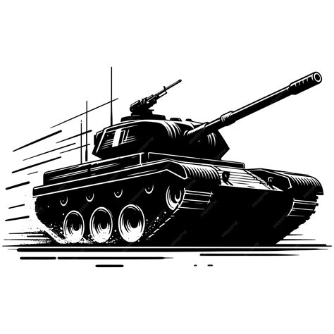 Battle tank silhouette vector illustration isolated on a white ...