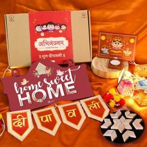 Indigifts Diwali Decoration Items Laxmi Ganesh Stand with Kaju Katli ...