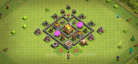 Farming Base TH4 with Link, Hybrid - Clash of Clans 2022 - Town Hall ...