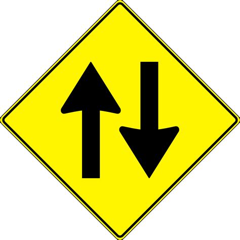 Clipart - yellow road sign - two way traffic