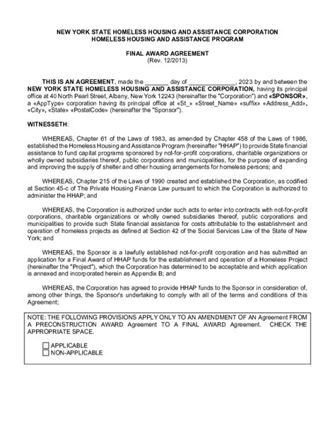 Fillable Online otda ny Homeless Housing Assistance Program Sample ...