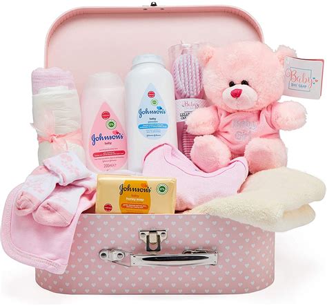 Newborn Baby Girl Gift Set - Hand Packed Pink Hamper with Suitcase ...