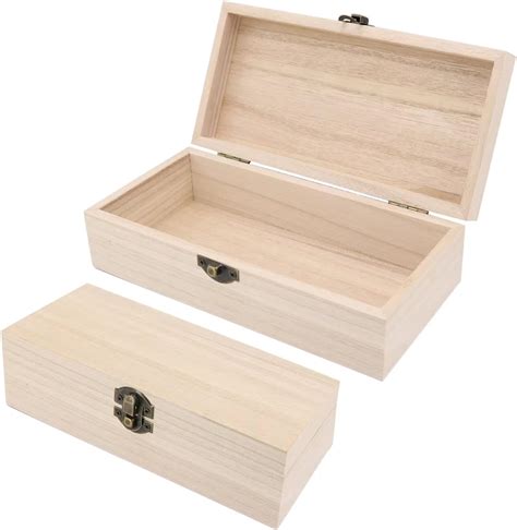Amazon.com: OMUFBTO 2Pcs unfinished wooden box, small wooden gift boxes ...