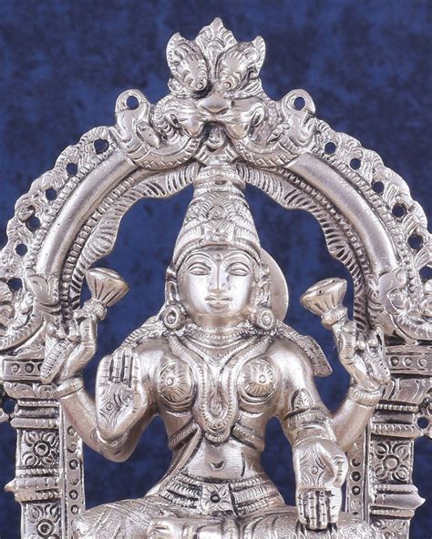Pure Brass Goddess Lakshmi Seated on a Throne – Silver Plated Idol 8 ...