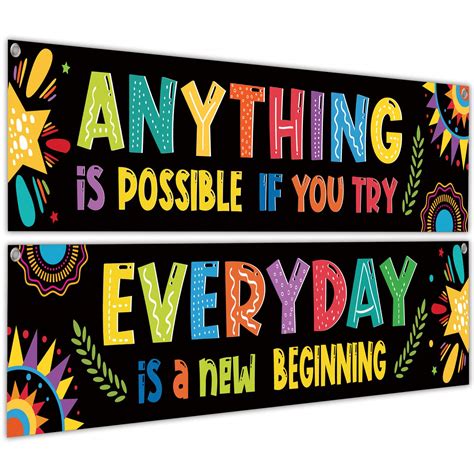 Buy Whaline 2 Pack Motivational Classroom Banner Inspirational Positive ...