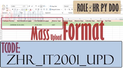 Upload leave availed in SAP - Bulk Upload Excel and Guidelines