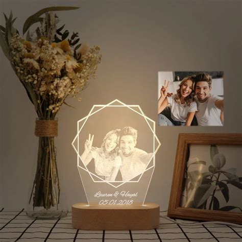 Buy Personalized Photo Lamp Light Gift - Acrylic with Wood Base