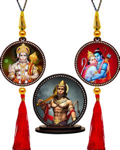 GiftzLane Lord Hanuman & Ram Car Hanging & Car Dashboard Idol Showpiece ...