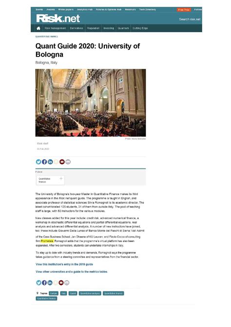 Risk.net Quant Guide 2020 — Quantitative Finance - Laurea Magistrale - Bologna