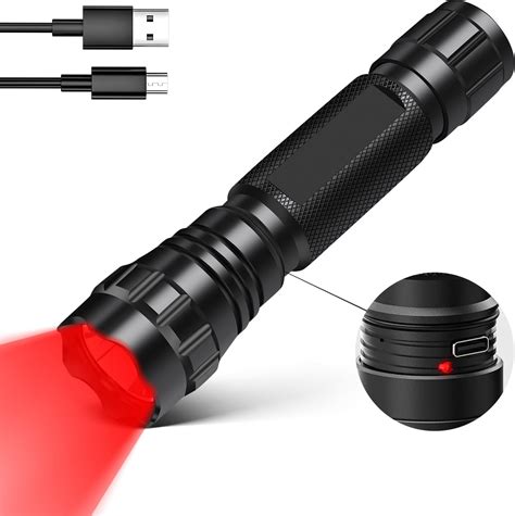 WINDFIRE Red Light Flashlight Rechargeable Hunting LED Tactical ...