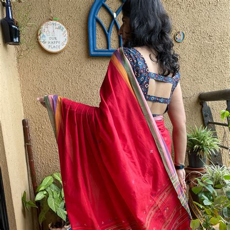 Red Kala cotton Bhujodi Sari – Forsarees