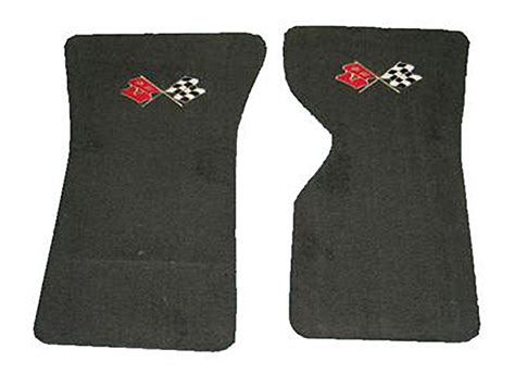1969 -1975 C3 Corvette Floor Mats – BLACK – Crossed Flags Logo – Cut ...