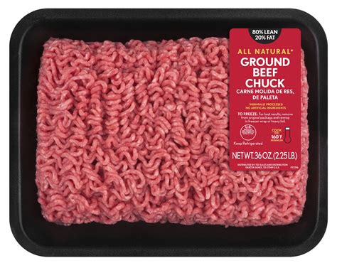All Natural* 80% Lean/20% Fat Ground Beef Chuck, 2.25 lb Tray - Walmart.com