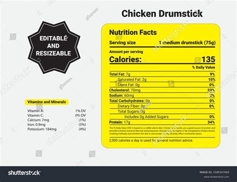 Chicken Drumstick Nutrition Facts Chicken Drumstick Stock Vector ...