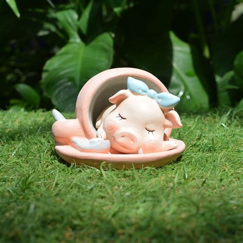 Miniature Baby Pig with Bow Sleeping in Tent Decor