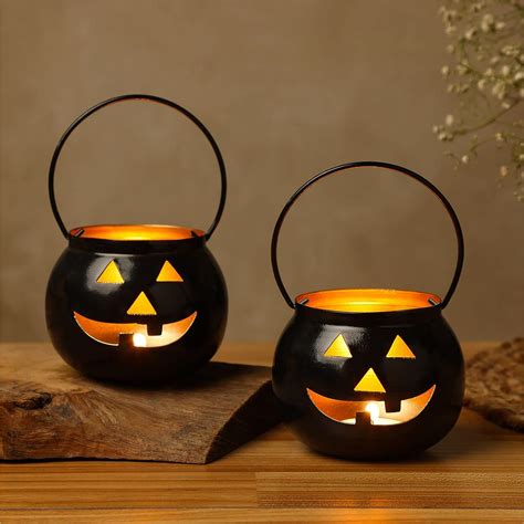Buy Dudki Halloween Face Votive Candle Holder Stand Antique Hanging ...
