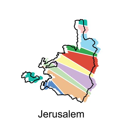 Jerusalem map flat icon illustration, Vector map of Israel with named governance and travel ...