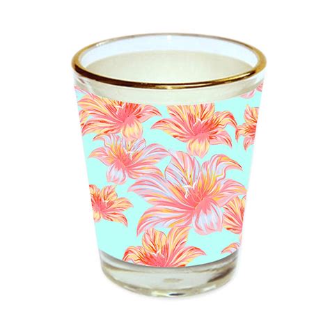 Digiwind Multicolor Floral Design Golden Rim Shot Glass 40 ML : Amazon ...